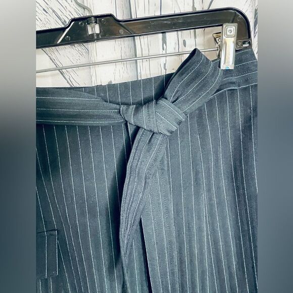 Prologue Striped Wrap Skirt Belt Asymmetric Hem 6 - Picture 5 of 8